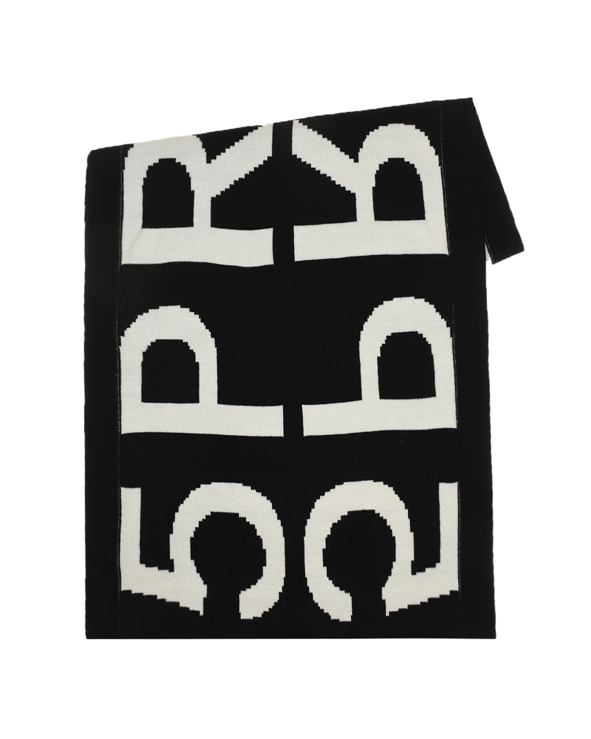 Черный шарф с белым логотипом, 60х130 см 5 Preview, размер unica