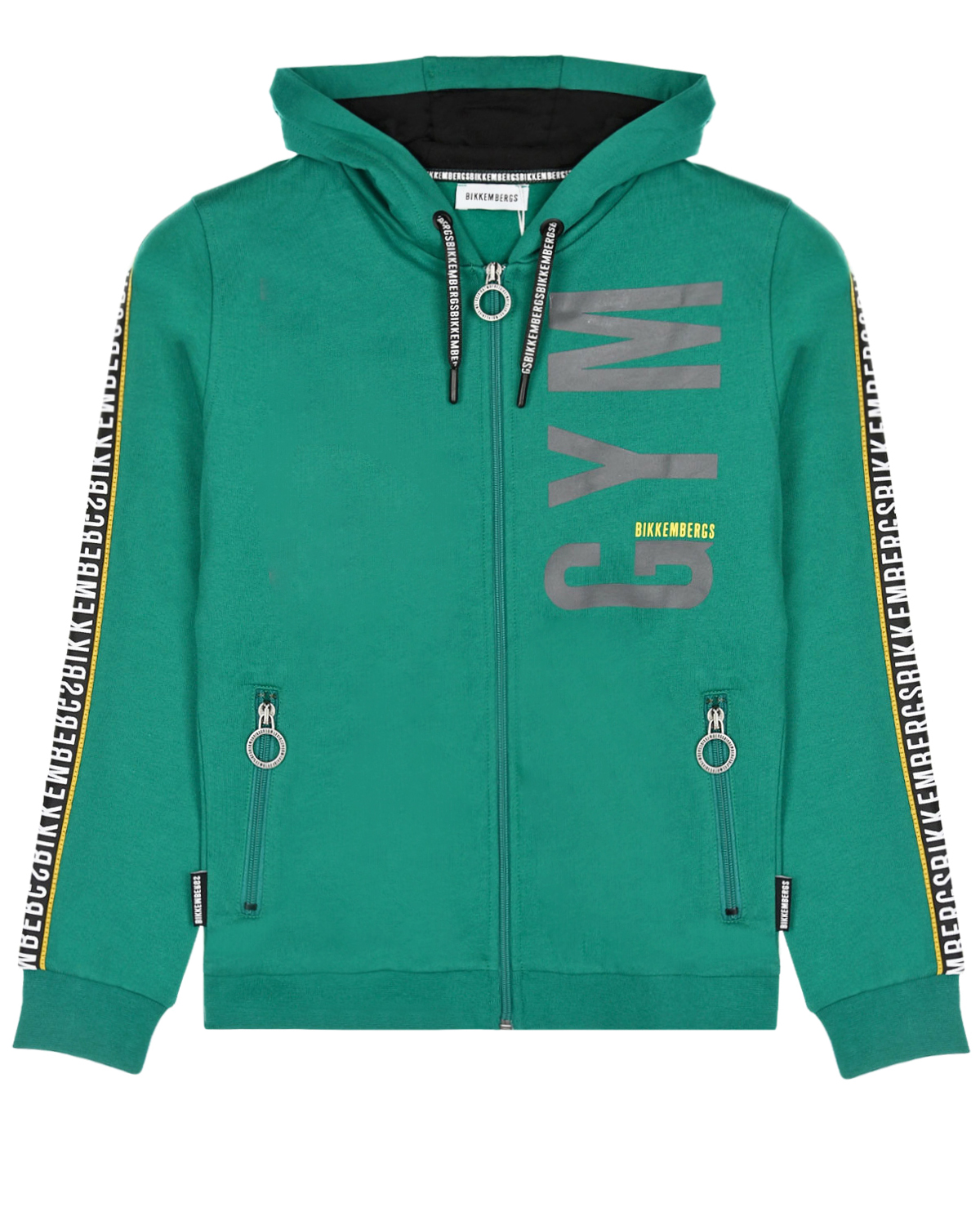 Зеленая спортивная куртка с лампасами Bikkembergs детская, размер 116, цвет зеленый - фото 1
