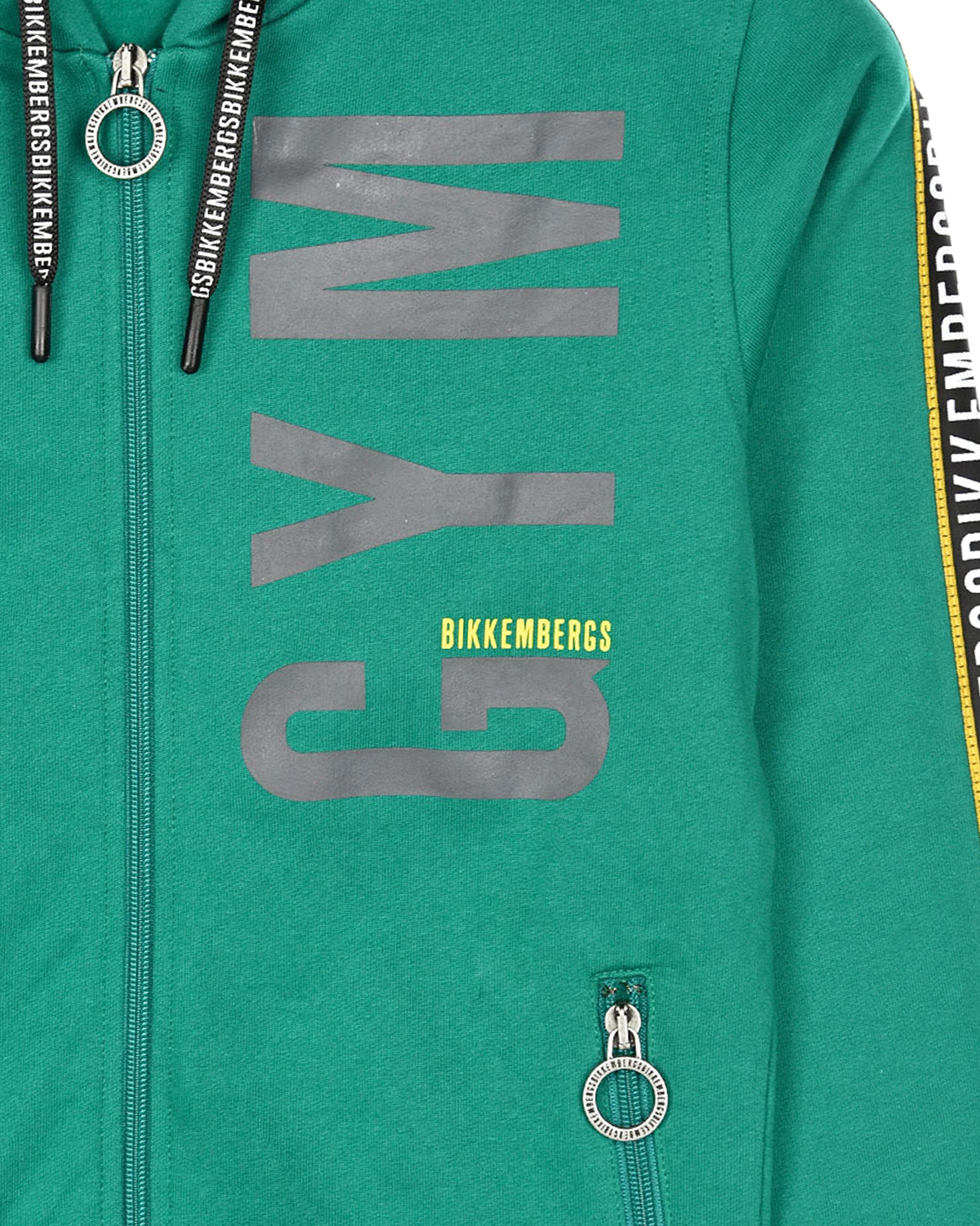 Зеленая спортивная куртка с лампасами Bikkembergs детская, размер 116, цвет зеленый - фото 3