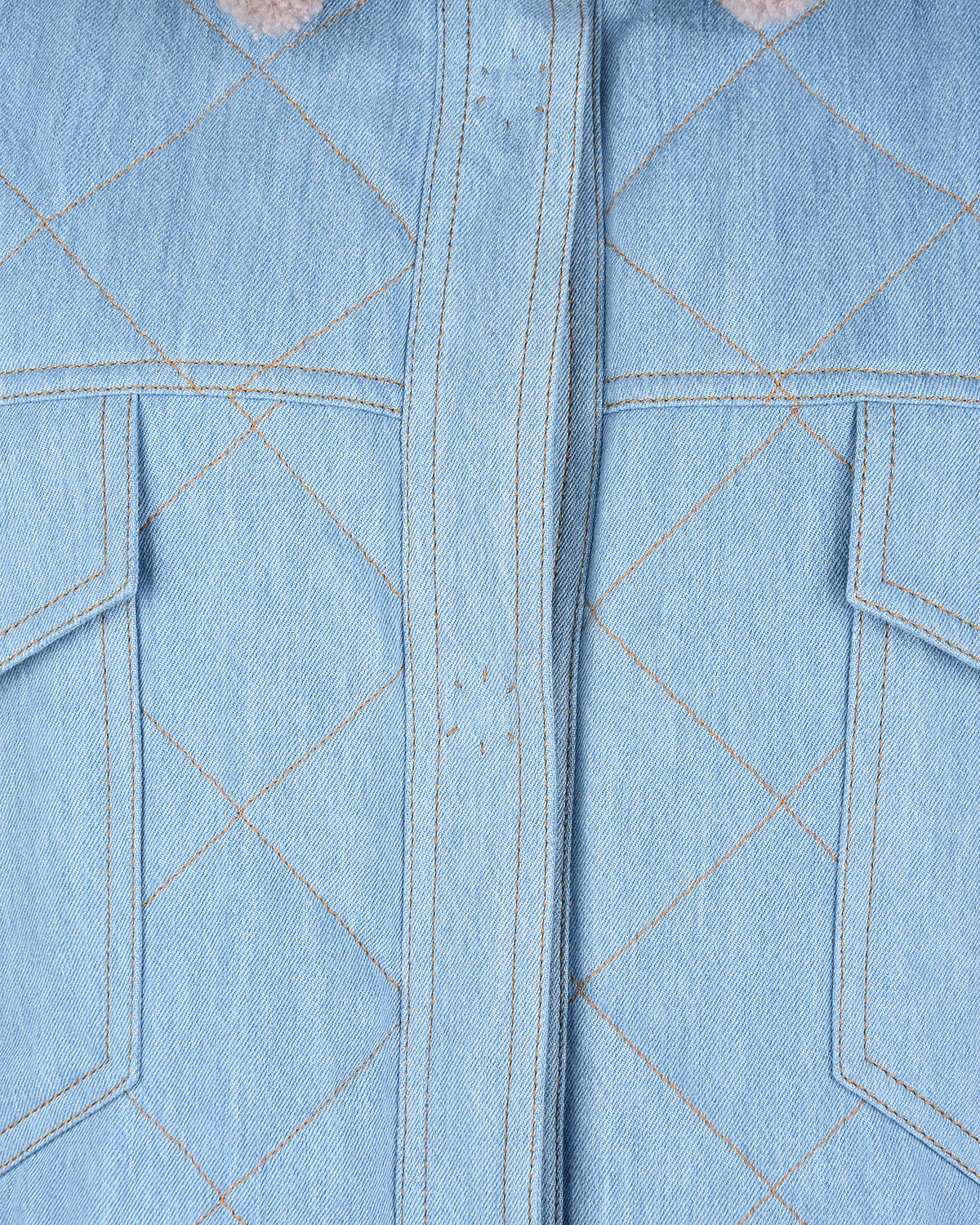 Двустороннее пальто-рубашка из овчины и простеганного  голубого денима Blancha, размер 40, цвет нет цвета - фото 6