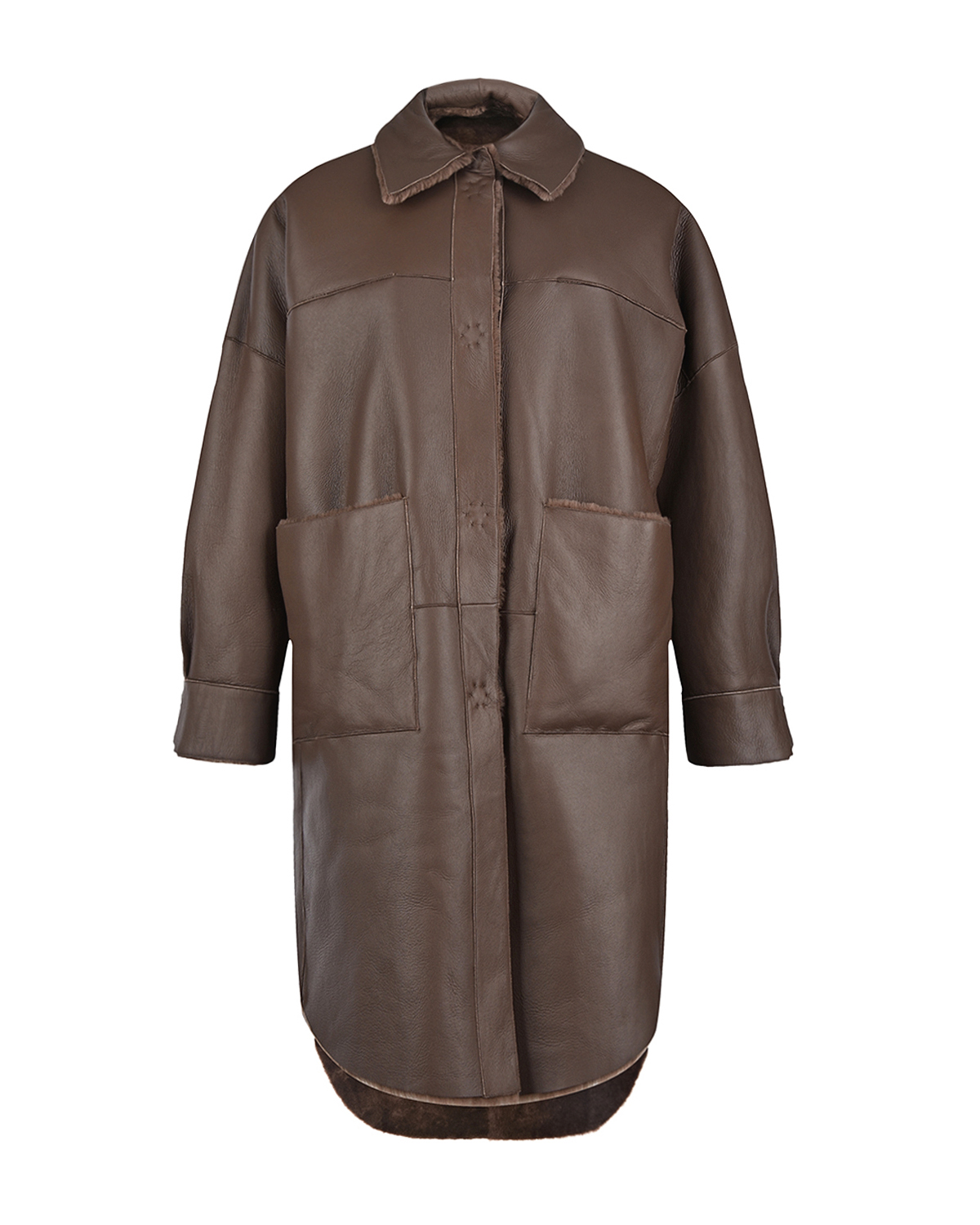 Двухстороннее пальто-дубленка Blancha, размер 42, цвет коричневый - фото 2