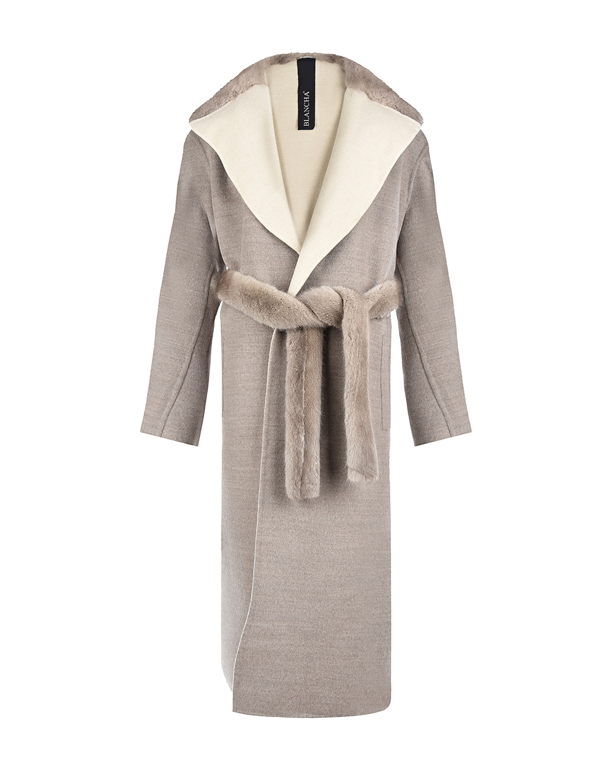 Двухсторонее пальто из шерсти и меха норки Blancha, размер 44, цвет бежевый