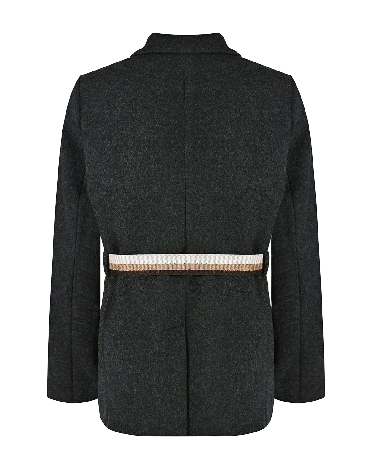 Шерстяной пиджак с поясом в полоску Brunello Cucinelli детский, размер 140, цвет серый - фото 2