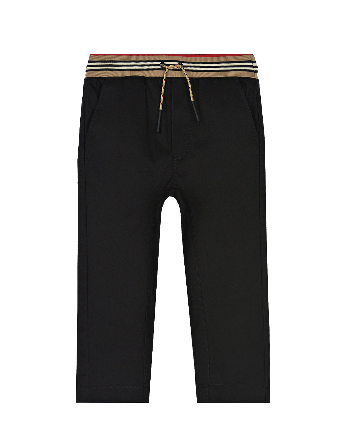 Черные брюки с эластичным поясом в полоску Burberry детские, размер 104, цвет черный
