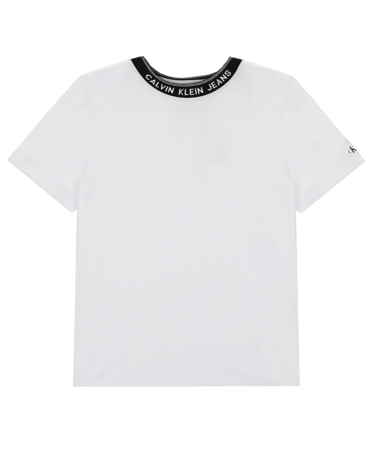 Белая футболка с лого на горловине Calvin Klein детская, размер 140, цвет белый - фото 1
