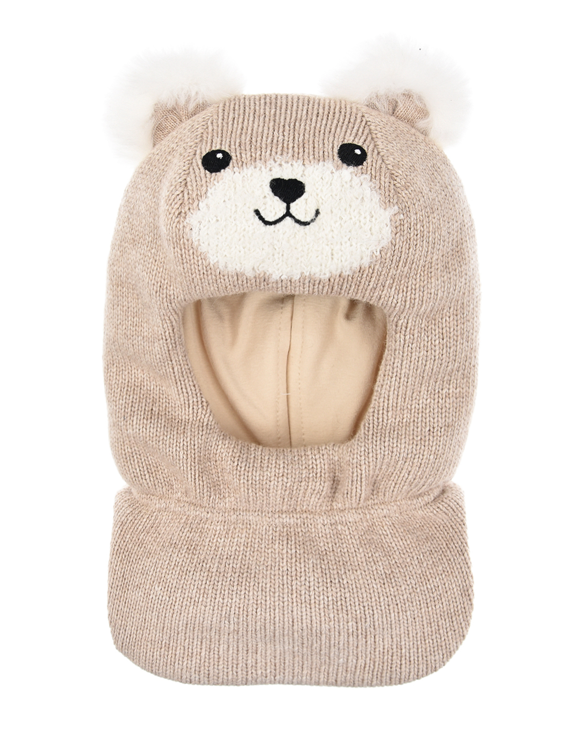 Бежевая шапка-шлем с декором "медвежонок" Chobi детская, размер 45, цвет бежевый - фото 1
