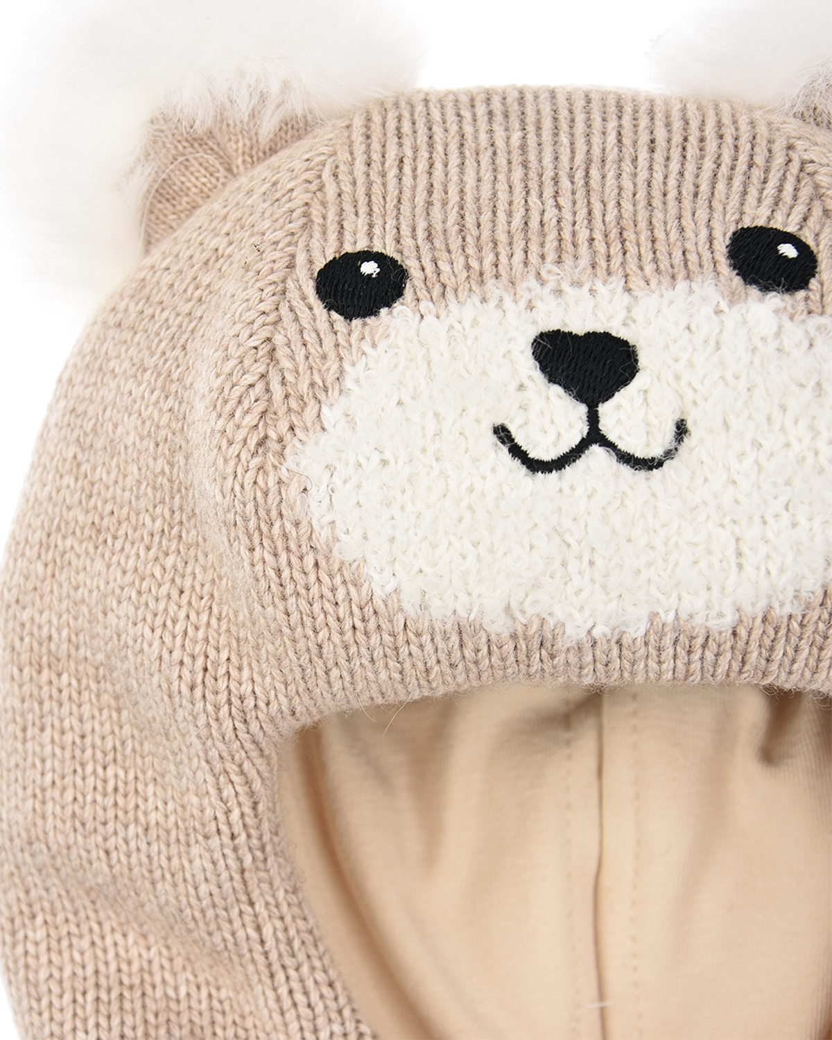 Бежевая шапка-шлем с декором "медвежонок" Chobi детская, размер 45, цвет бежевый - фото 3