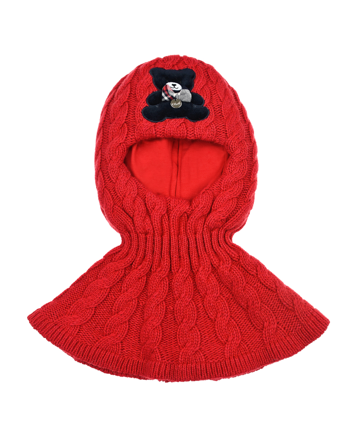 Красная шапка-шлем с аппликацией "медвежонок" Chobi детская, размер 49, цвет красный - фото 2