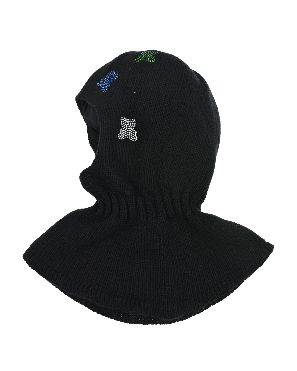 Черная шапка-шлем с медвежатами из страз Chobi детская, размер 53, цвет черный - фото 1