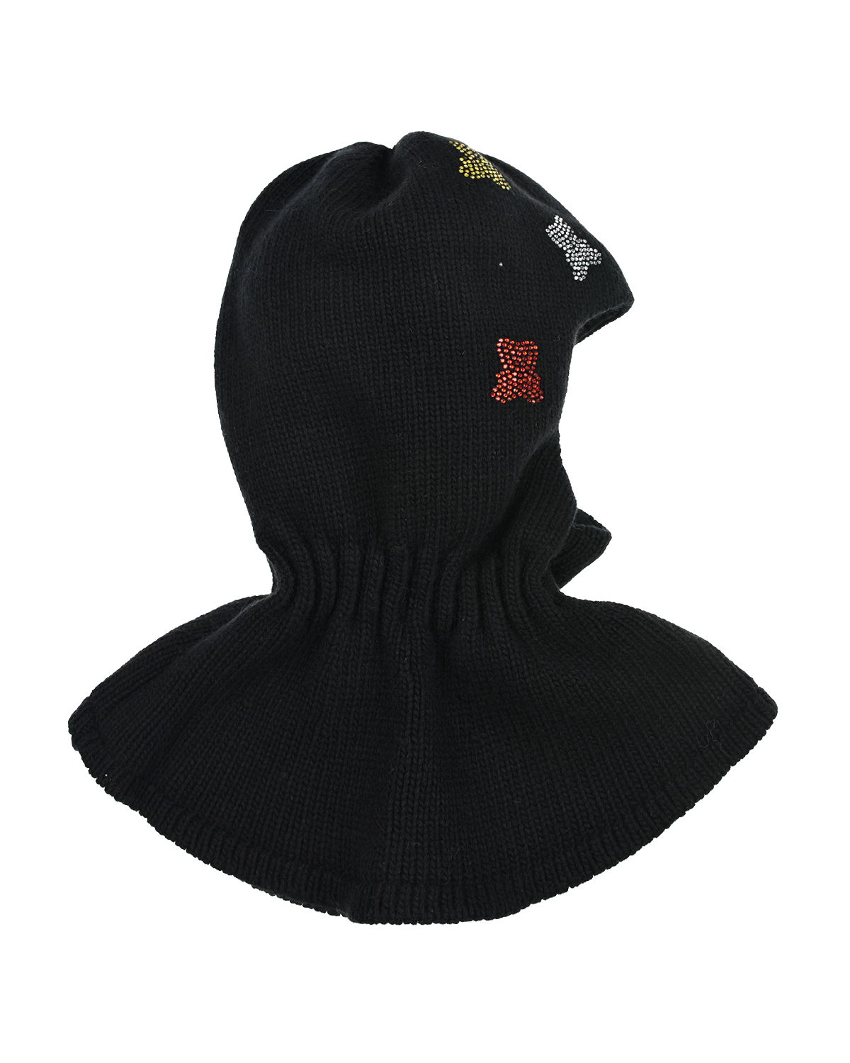 Черная шапка-шлем с медвежатами из страз Chobi детская, размер 53, цвет черный - фото 3