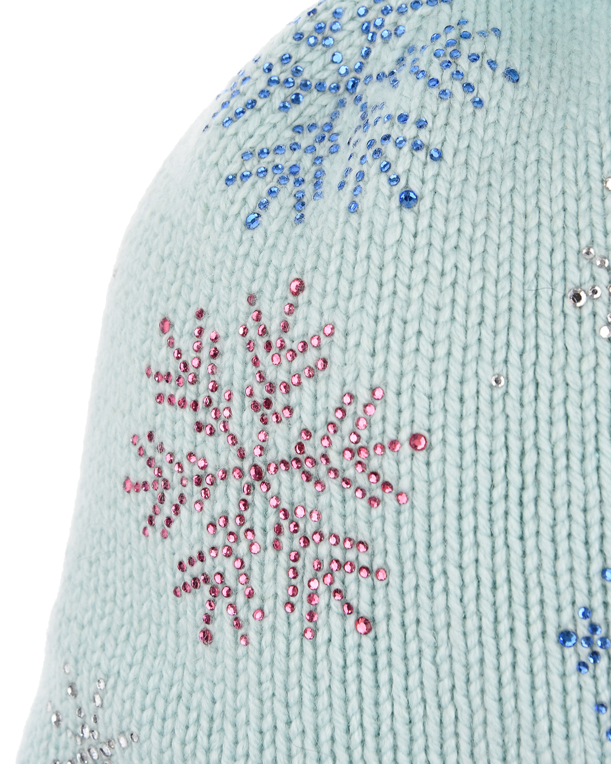 Шапка мятного цвета со снежинками из страз Chobi детская, размер 49 - фото 3