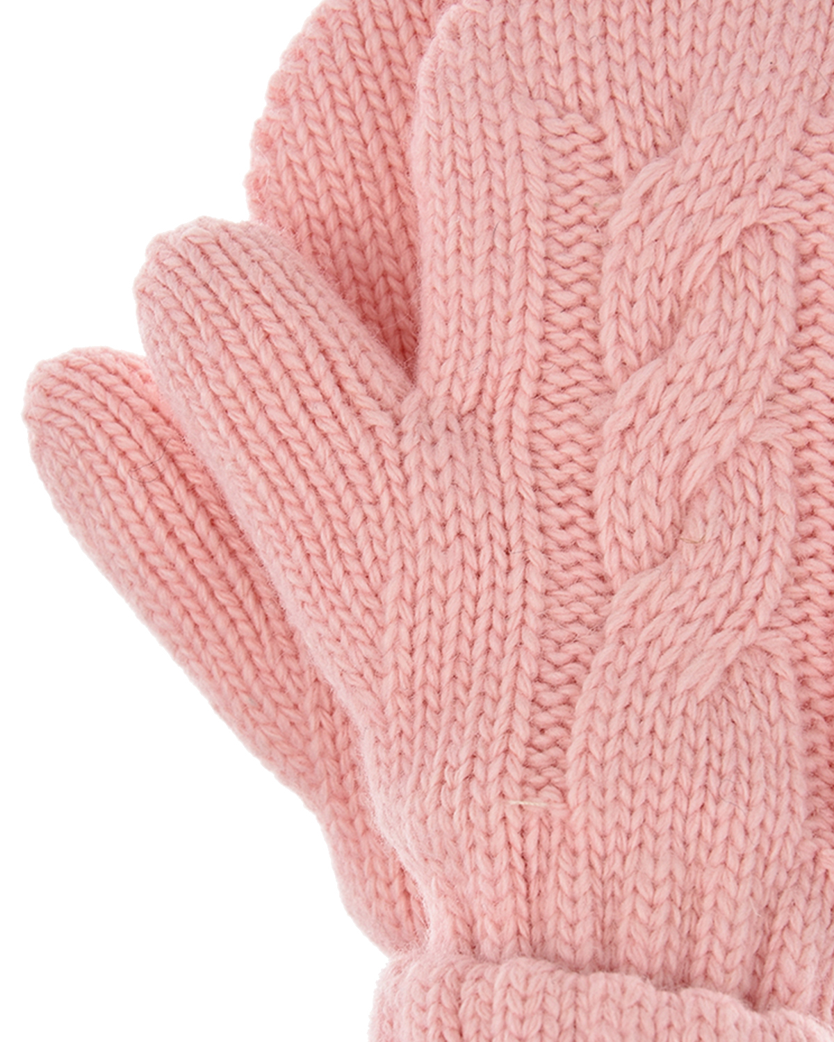Розовые варежки с узором "косичка" Chobi детские, размер 2, цвет розовый - фото 2