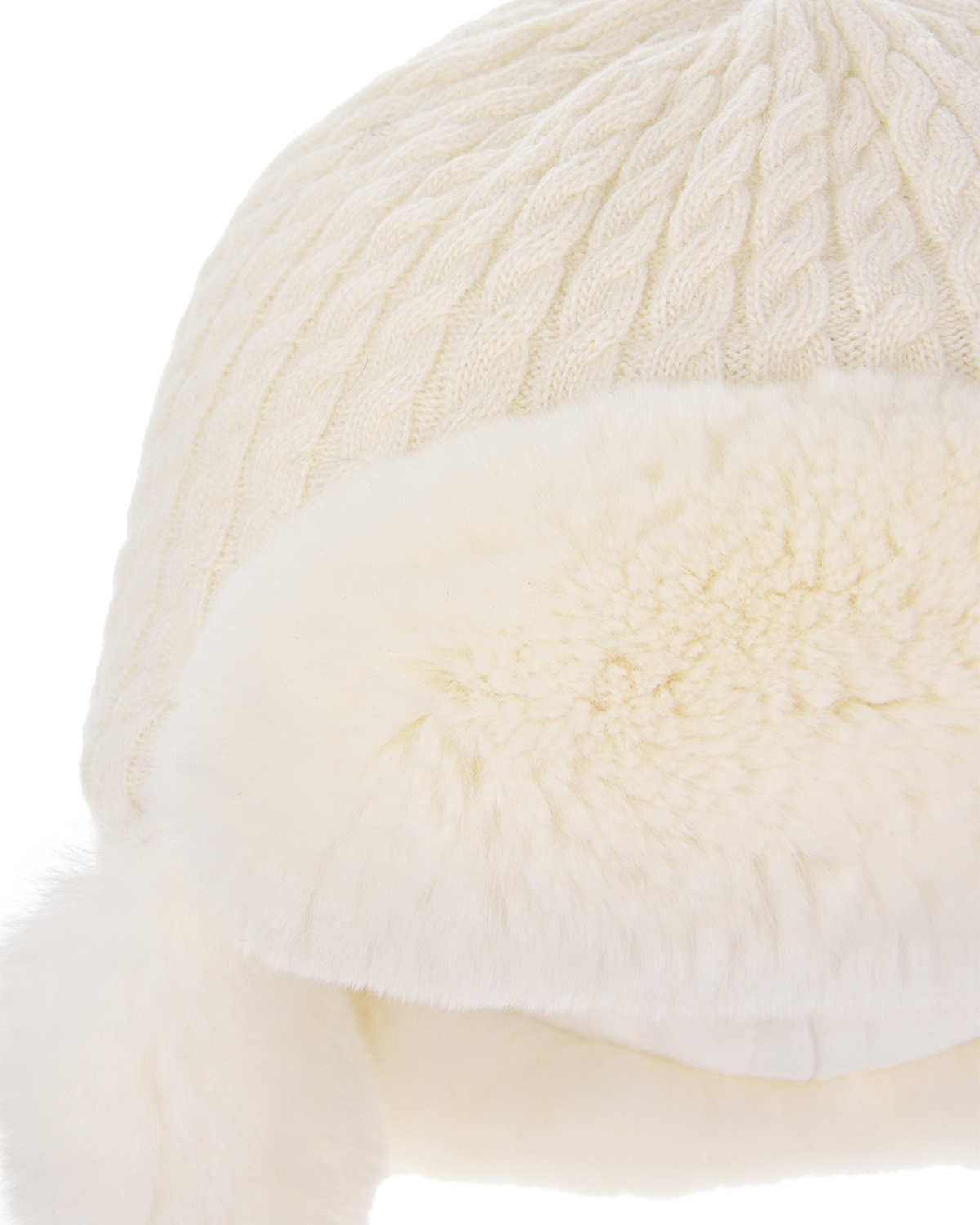 Белая шапка-ушанка с мехом кролика Chobi детская, размер 55, цвет белый - фото 3