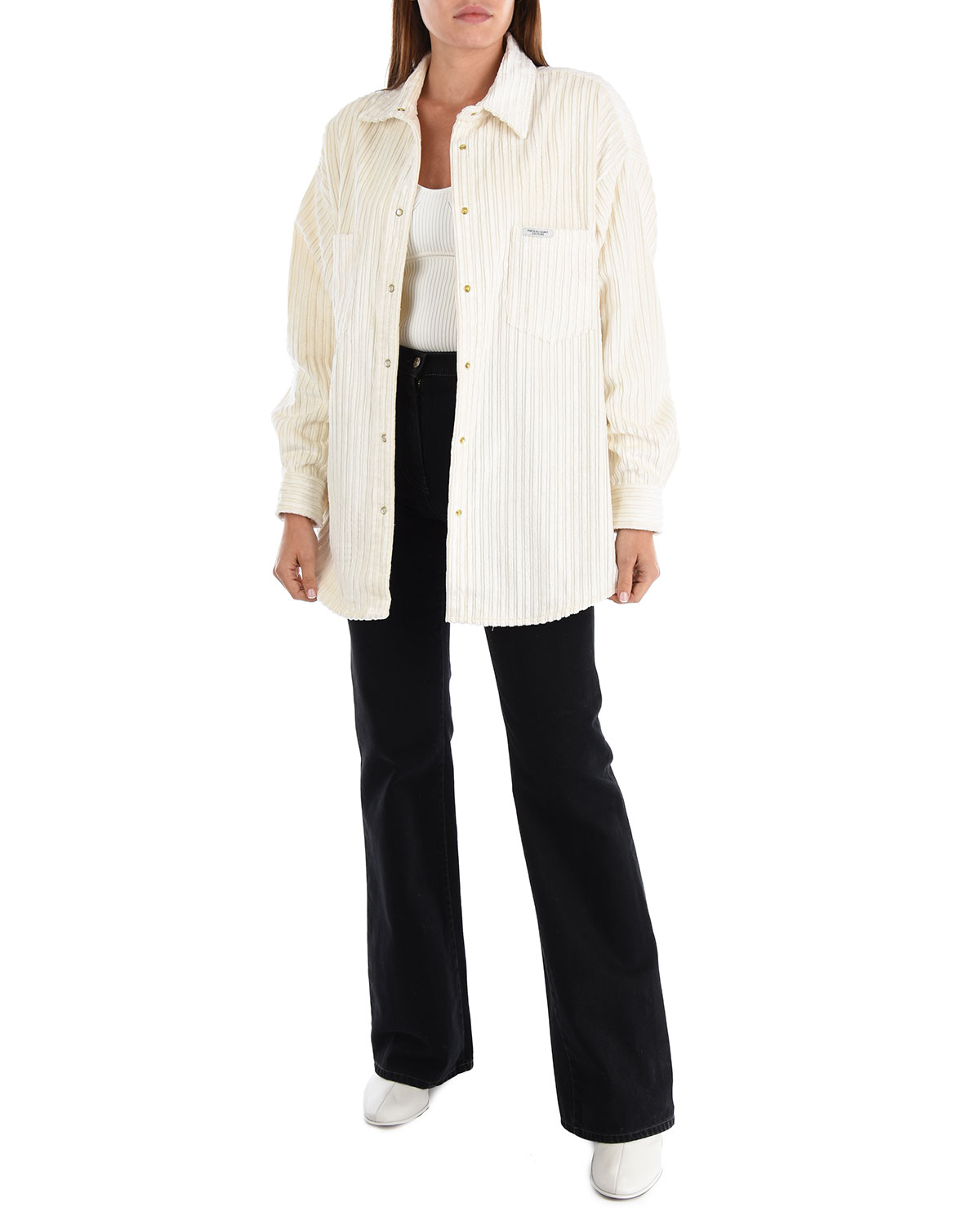 Вельветовая рубашка молочного цвета Forte dei Marmi Couture, размер 42 - фото 3