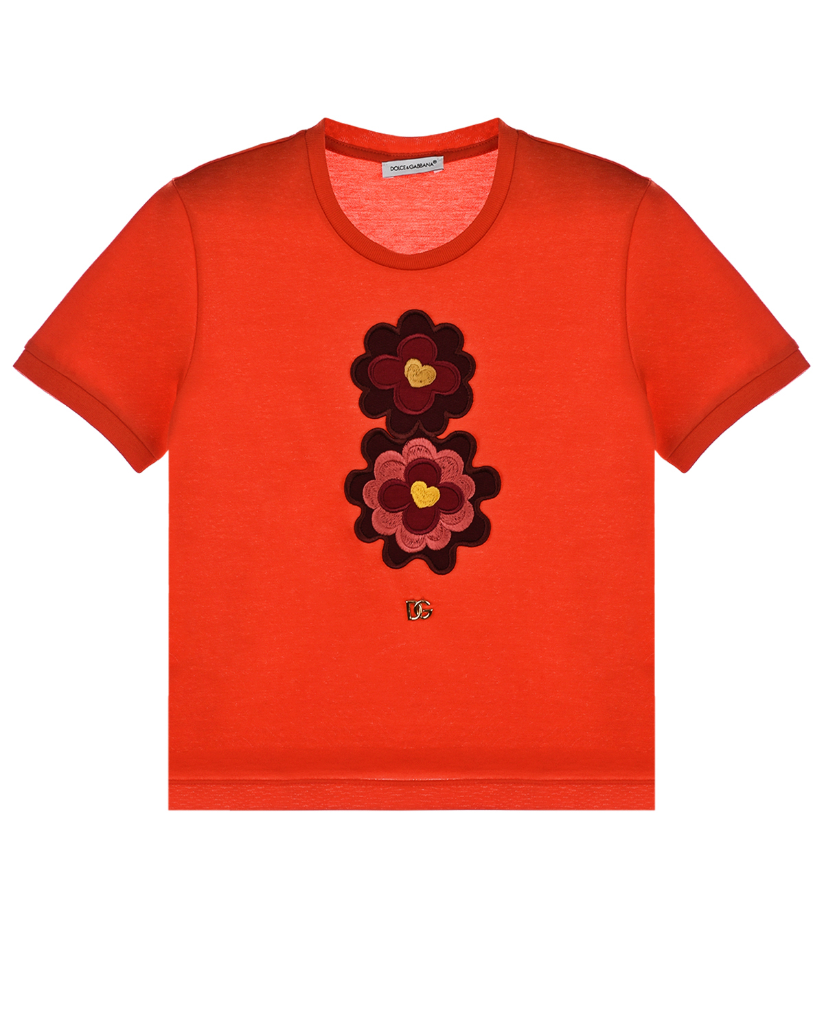 

Красная футболка с цветочной аппликацией Dolce&Gabbana детская, Красный, Красная футболка с цветочной аппликацией Dolce&Gabbana детская