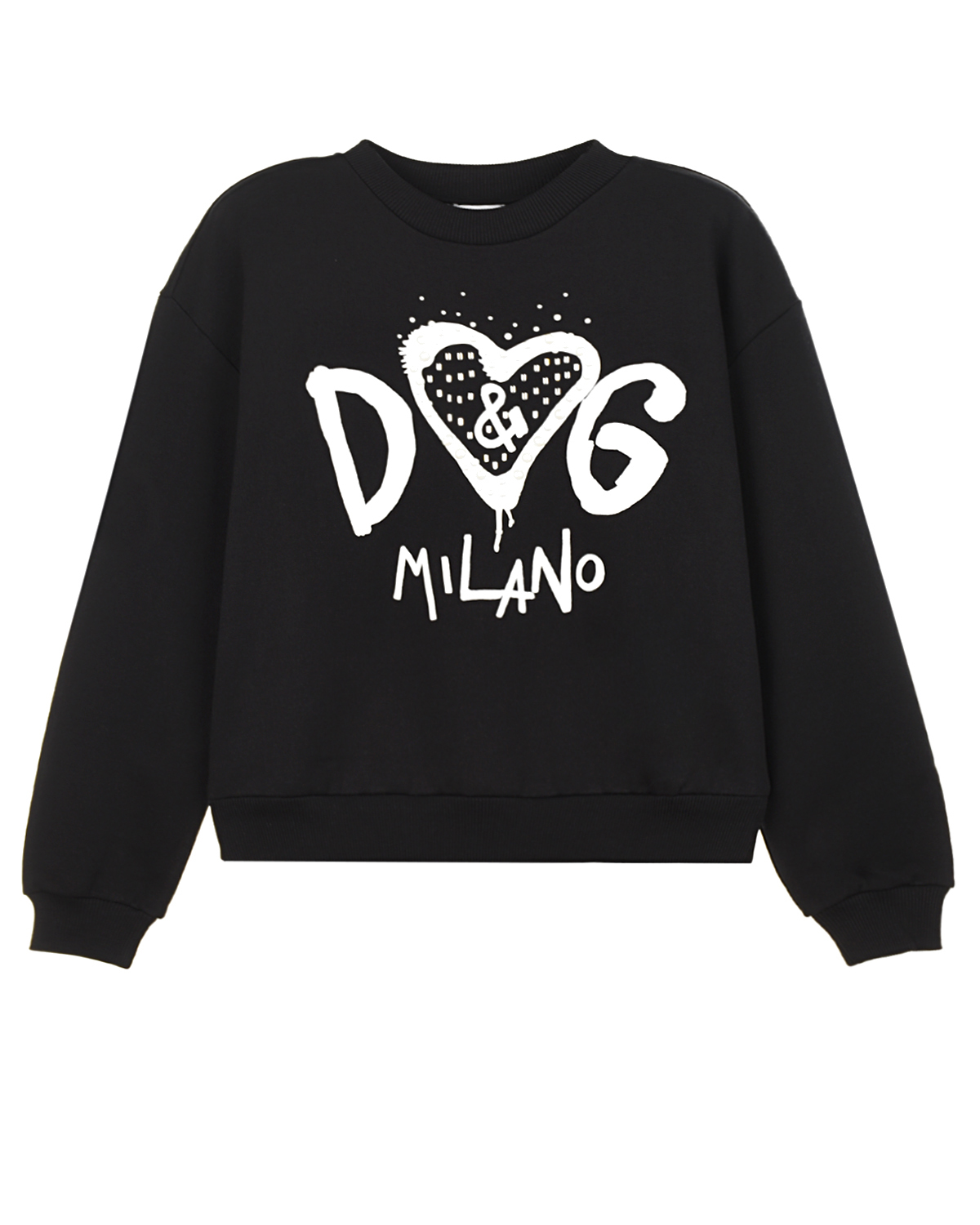Черный свитшот с принтом "DG Milano" Dolce&Gabbana детский, размер 98 - фото 1