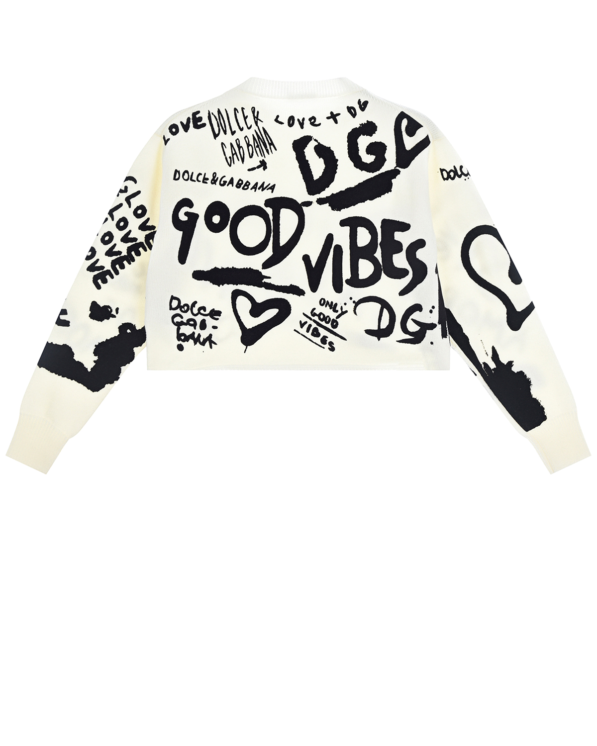 Белый джемпер с черными надписями Dolce&Gabbana детский, размер 116, цвет мультиколор - фото 3