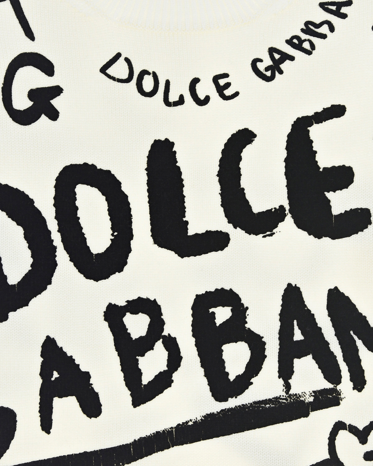 Белый джемпер с черными надписями Dolce&Gabbana детский, размер 116, цвет мультиколор - фото 4
