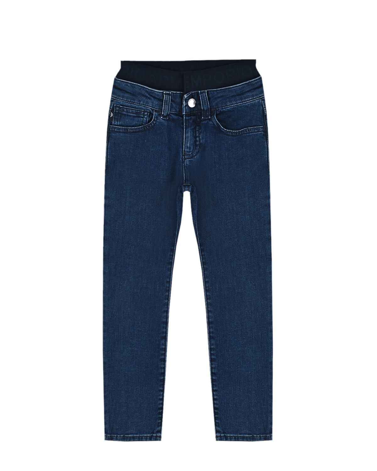 Синие джинсы с поясом на резинке Emporio Armani детские
