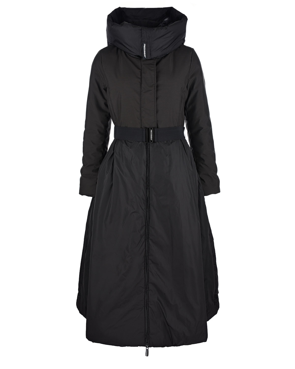 Приталенное черное пальто Freedomday, размер 40, цвет черный