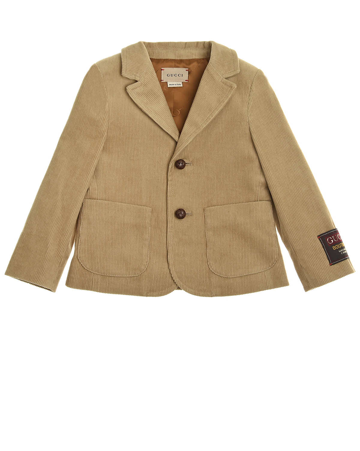 Однобортный пиджак из вельвета GUCCI детский, размер 98, цвет песочный