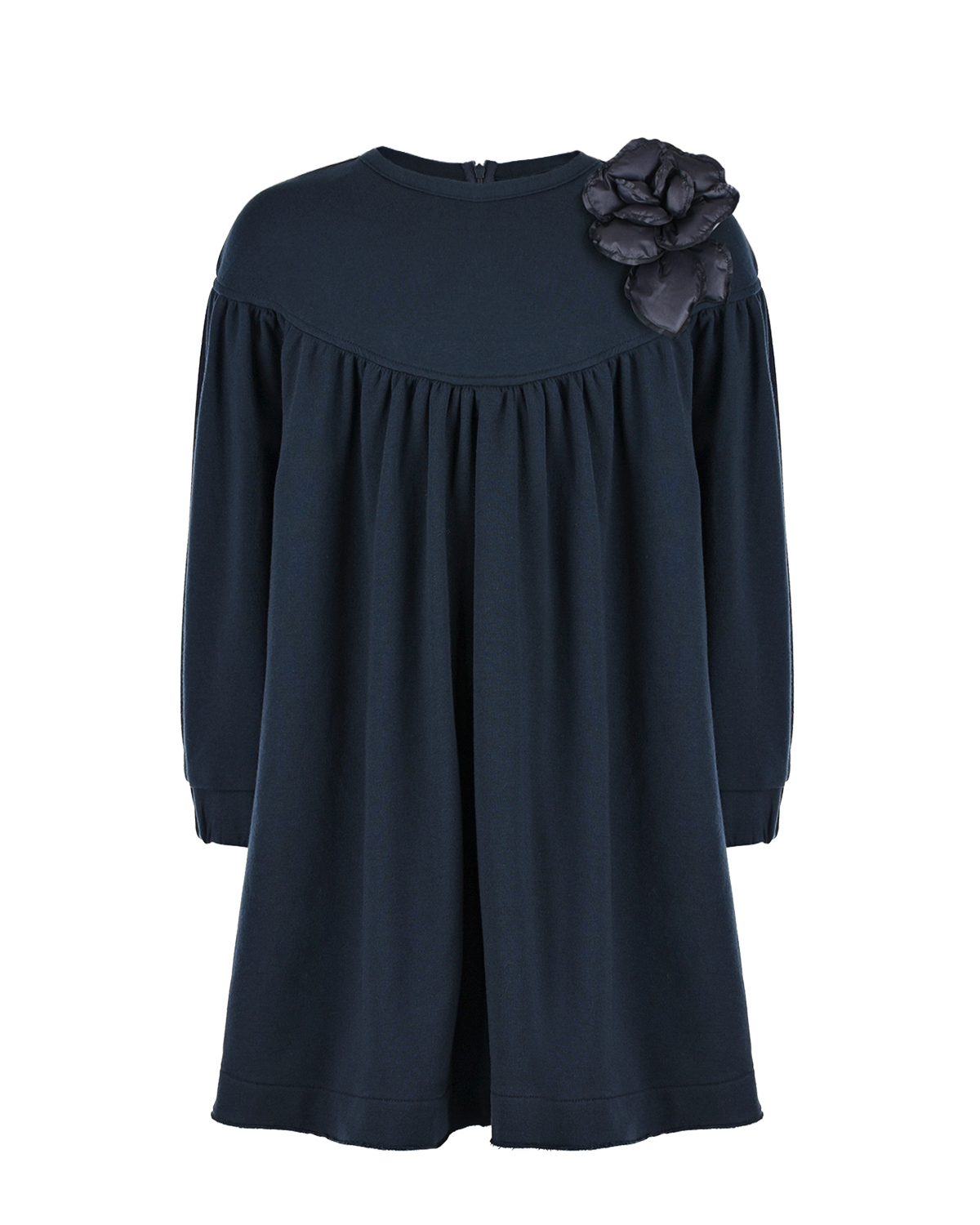 Темно-синее платье с розой IL Gufo детское, размер 104, цвет синий - фото 1