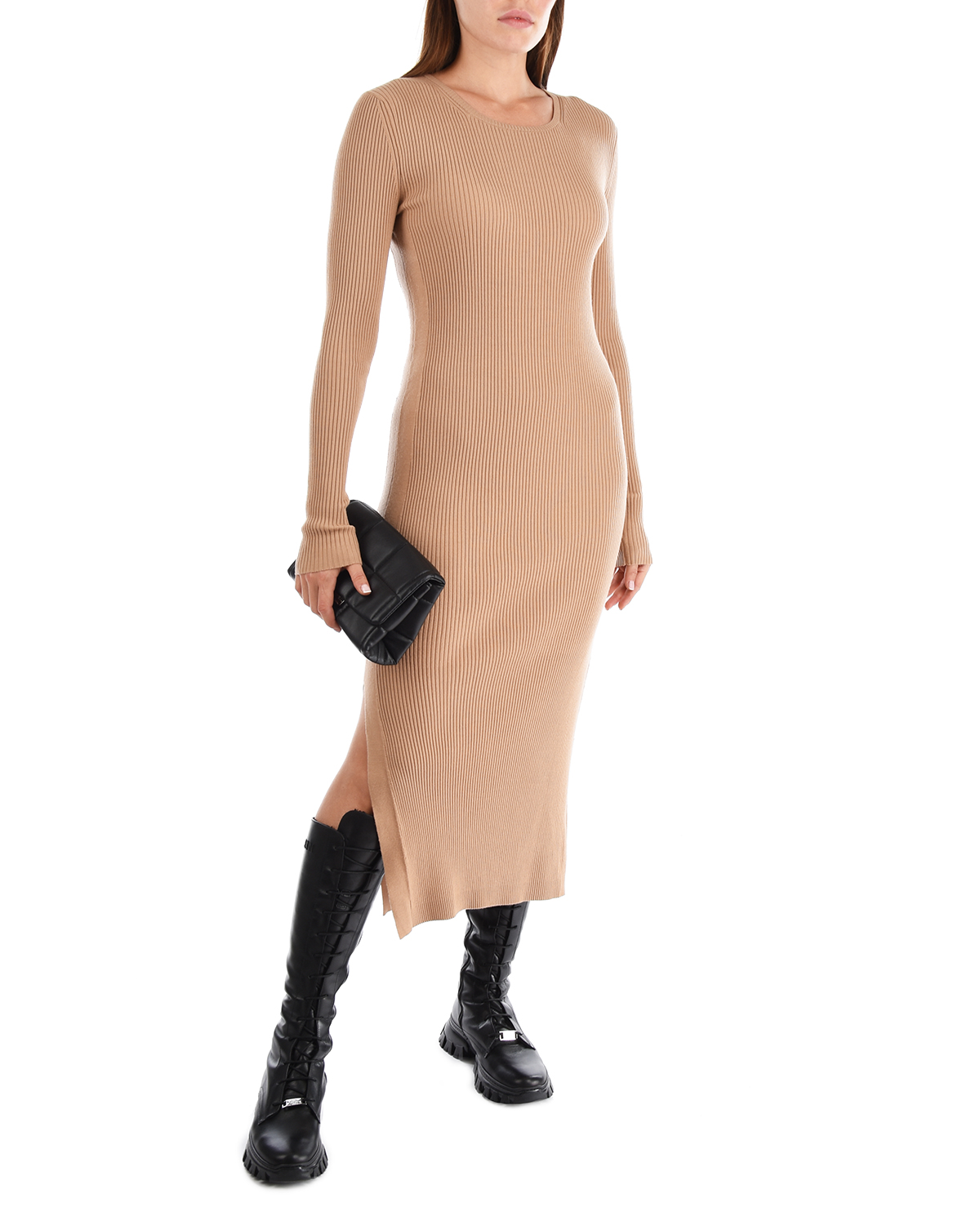 Бежевое платье из смесовой шерсти Joseph, размер 42, цвет бежевый - фото 3