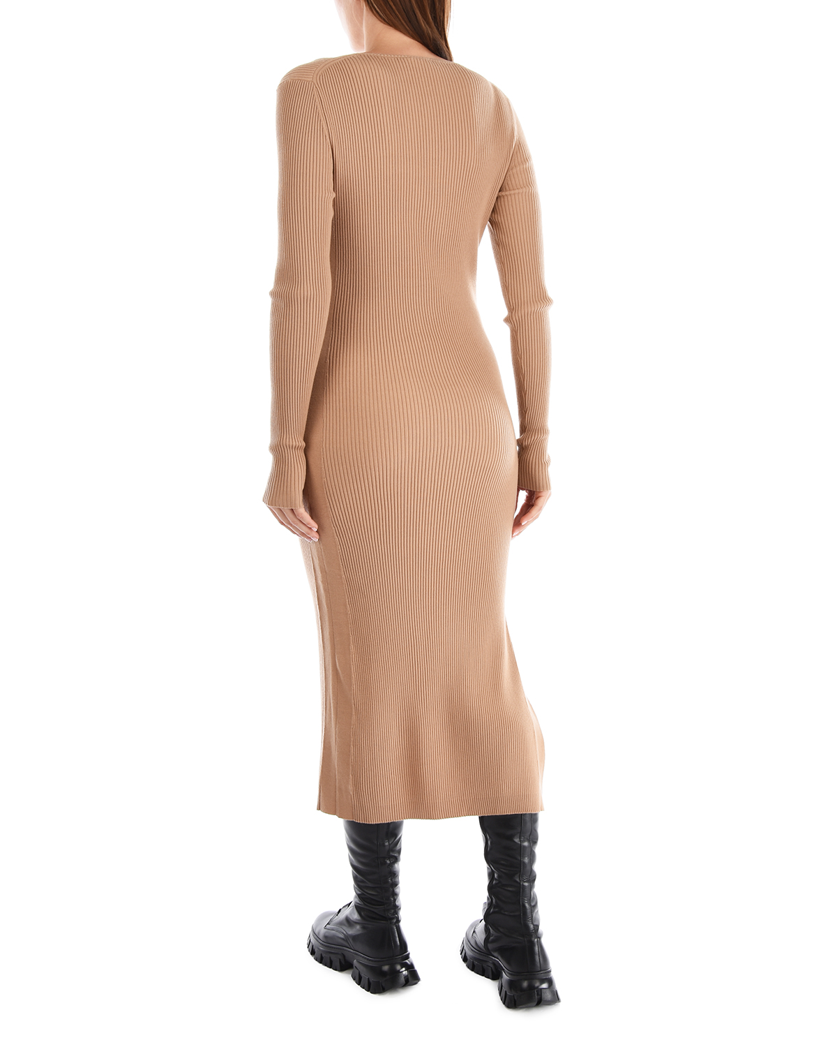Бежевое платье из смесовой шерсти Joseph, размер 42, цвет бежевый - фото 4