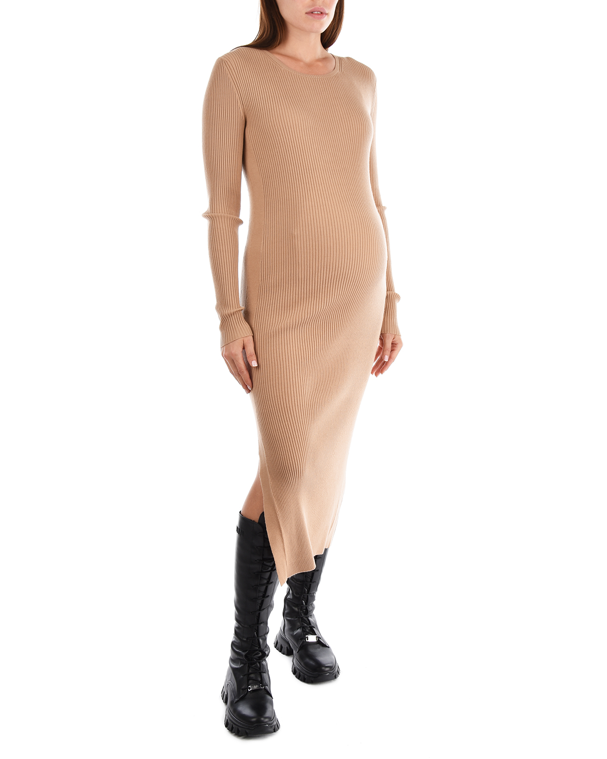 Бежевое платье из смесовой шерсти Joseph, размер 42, цвет бежевый - фото 5