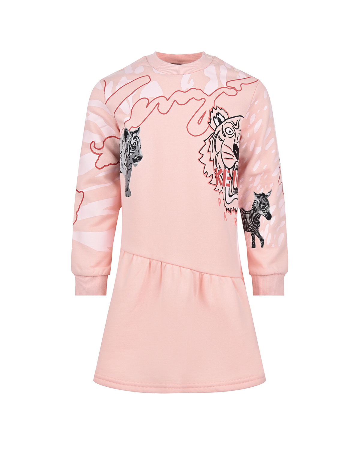 Розовое платье с принтом &quot;тигр&quot; KENZO детское