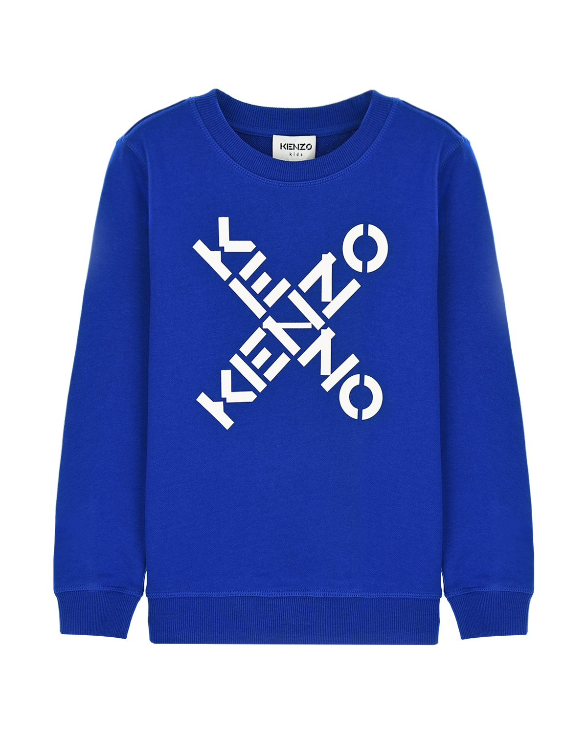 Синий свитшот с белым логотипом KENZO детский