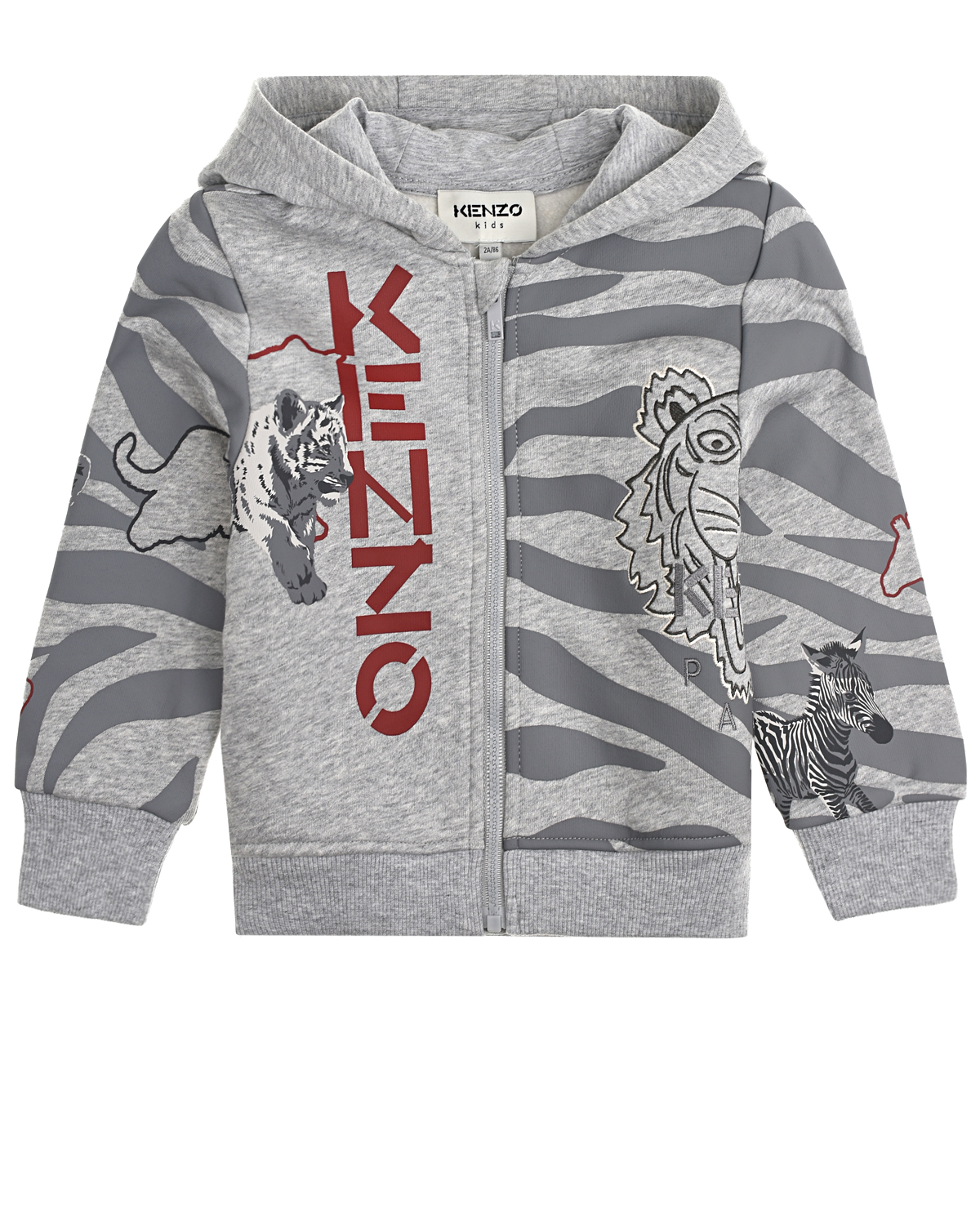 Спортивная куртка с анималистичным принтом KENZO детская, размер 86, цвет серый - фото 1