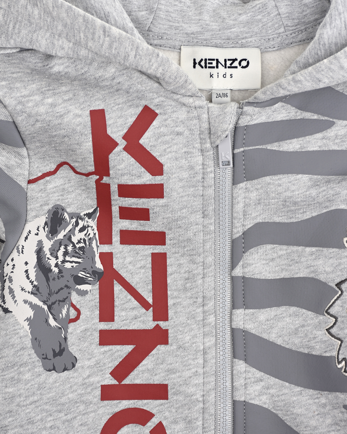 Спортивная куртка с анималистичным принтом KENZO детская, размер 86, цвет серый - фото 3