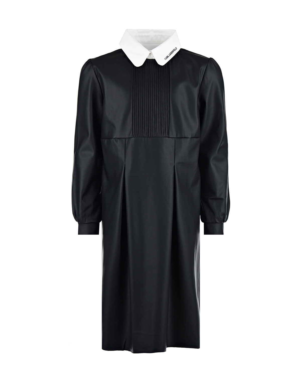 Платье из эко-кожи со съемным воротником Karl Lagerfeld kids детское, размер 140, цвет черный - фото 1