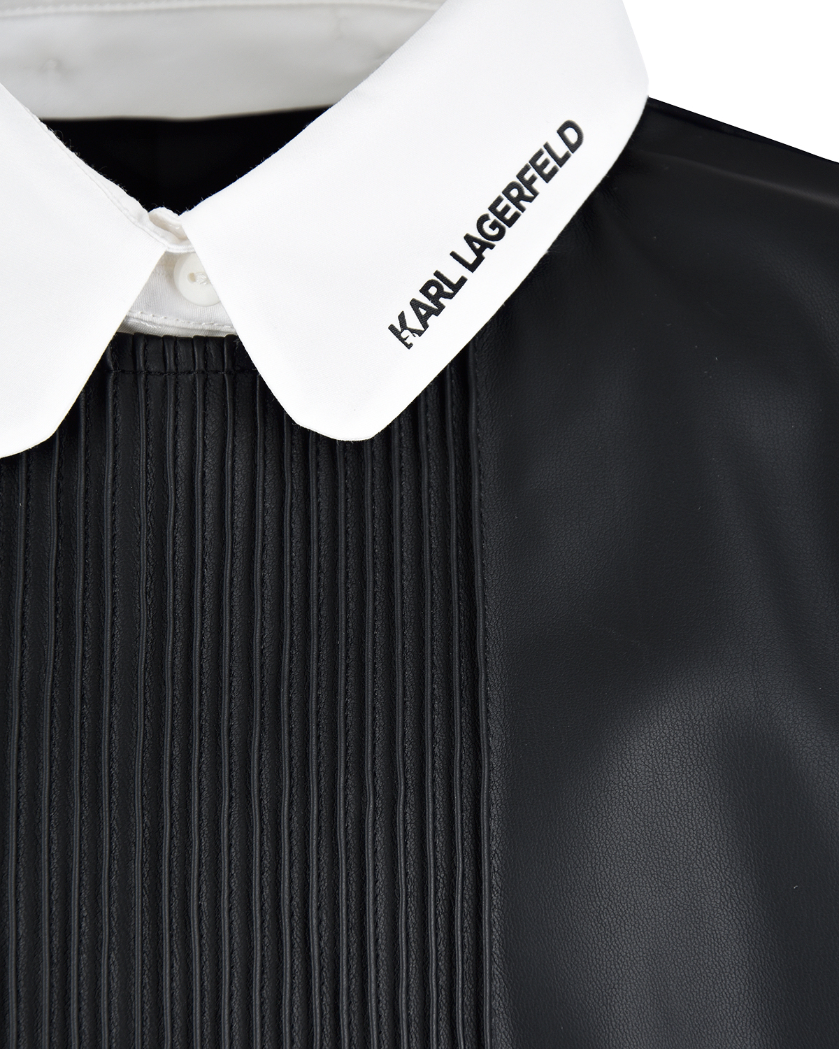 Платье из эко-кожи со съемным воротником Karl Lagerfeld kids детское, размер 140, цвет черный - фото 4
