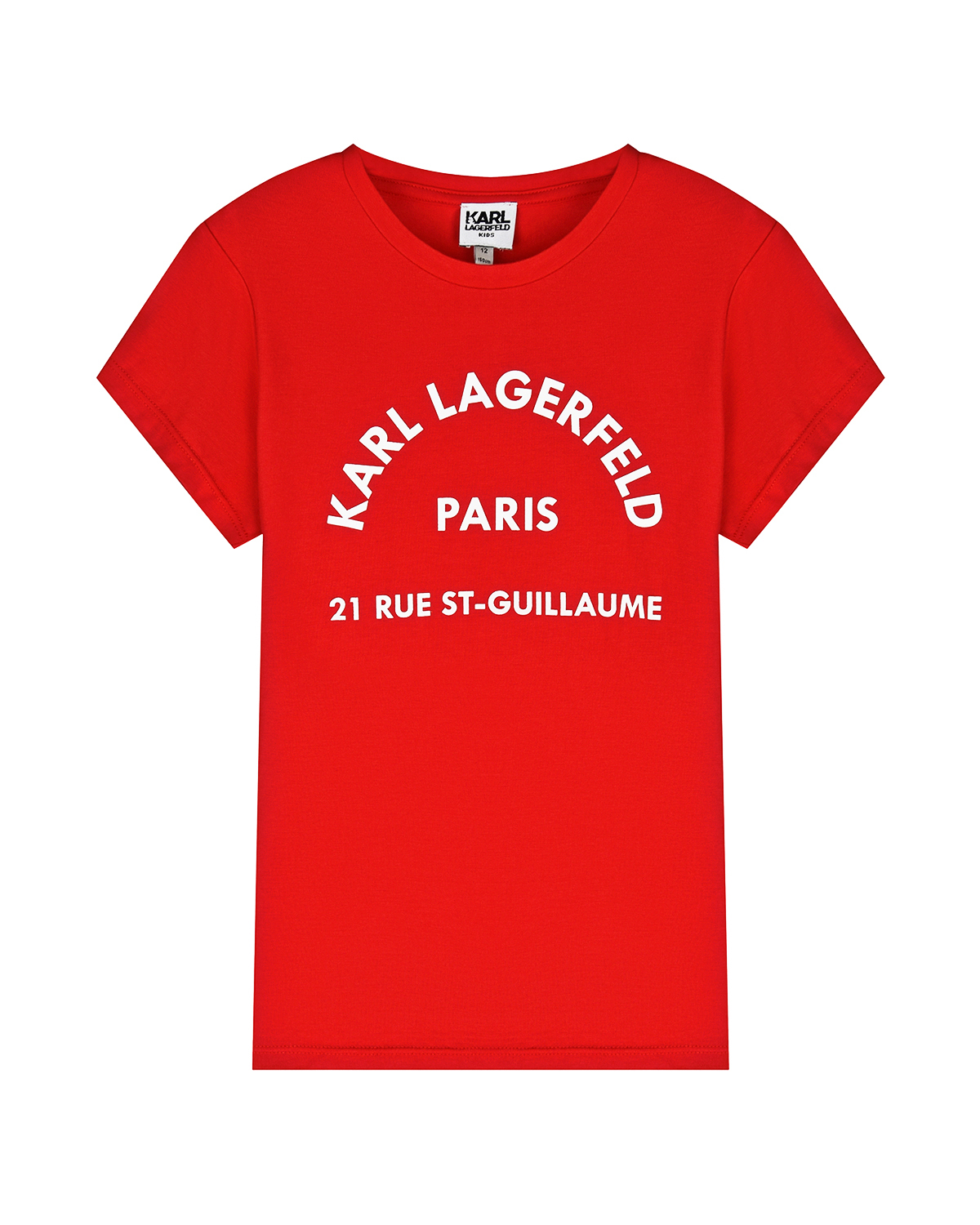 Красная футболка с белым логотипом Karl Lagerfeld kids детская, размер 152, цвет красный - фото 1