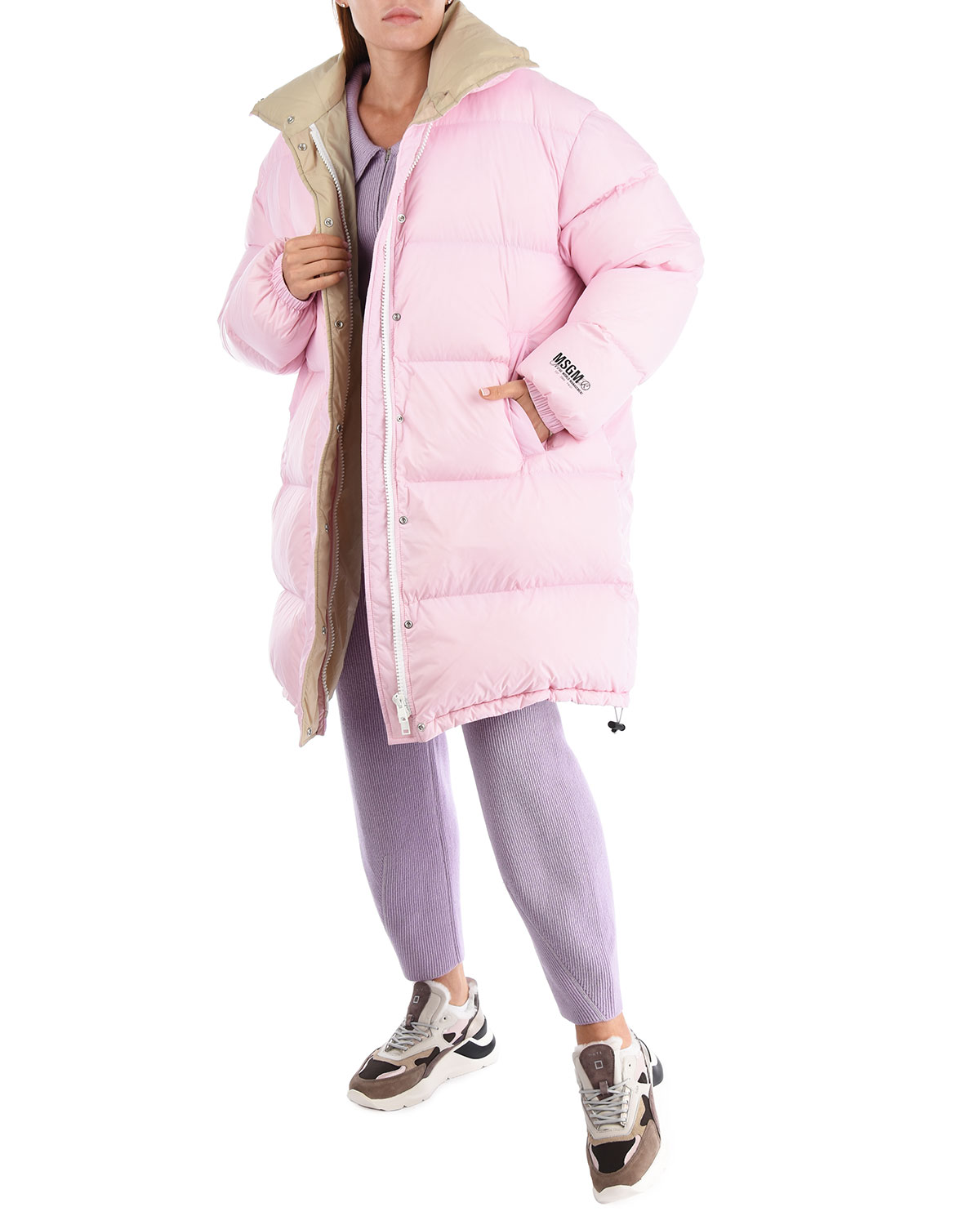 Удлиненная розовая куртка-пуховик MSGM, размер 44, цвет розовый - фото 2