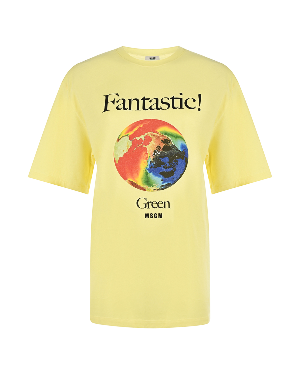 Желтая футболка с принтом "fantastic" MSGM, размер 42, цвет желтый - фото 1