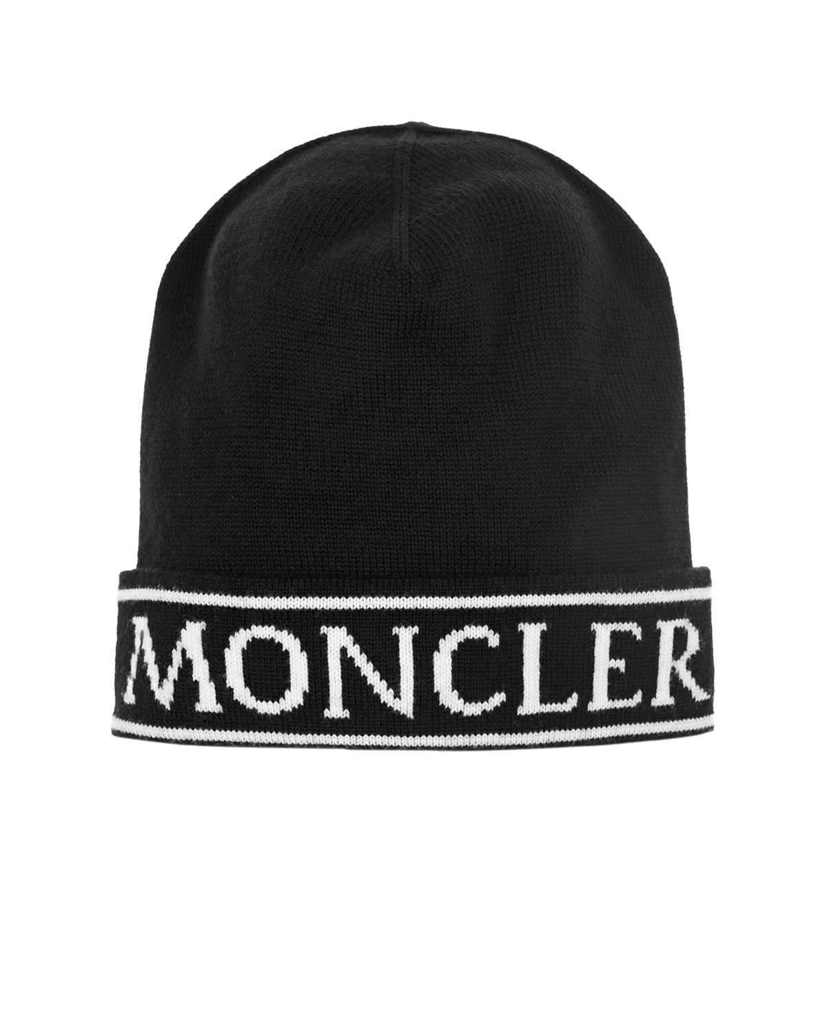 Черная шапка с белым логотипом Moncler детская