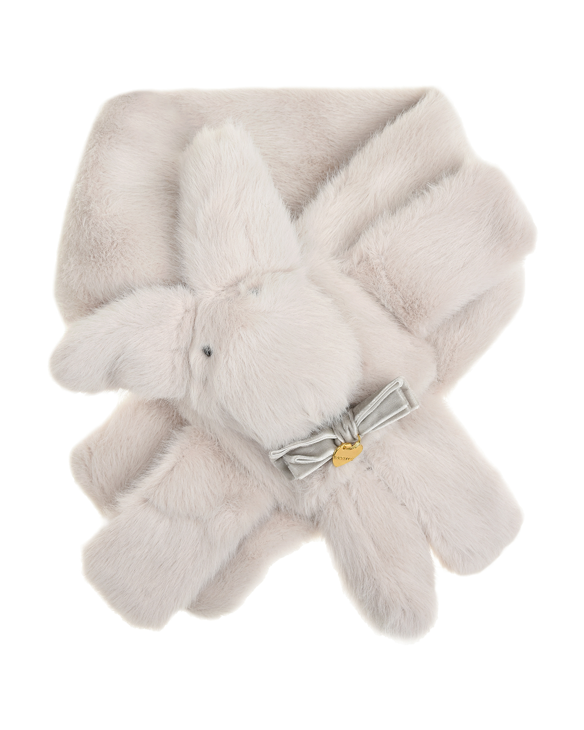 Серый шарф из эко-меха с декором "заяц" Monnalisa детский, размер unica - фото 3