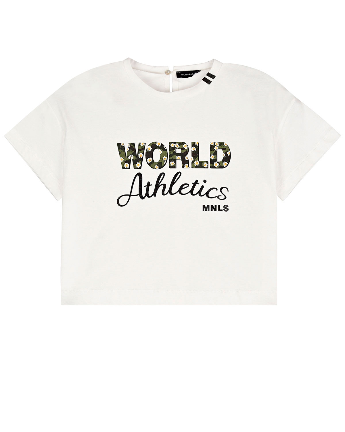 Укороченная футболка с надписями Monnalisa детская, размер 164, цвет белый - фото 1
