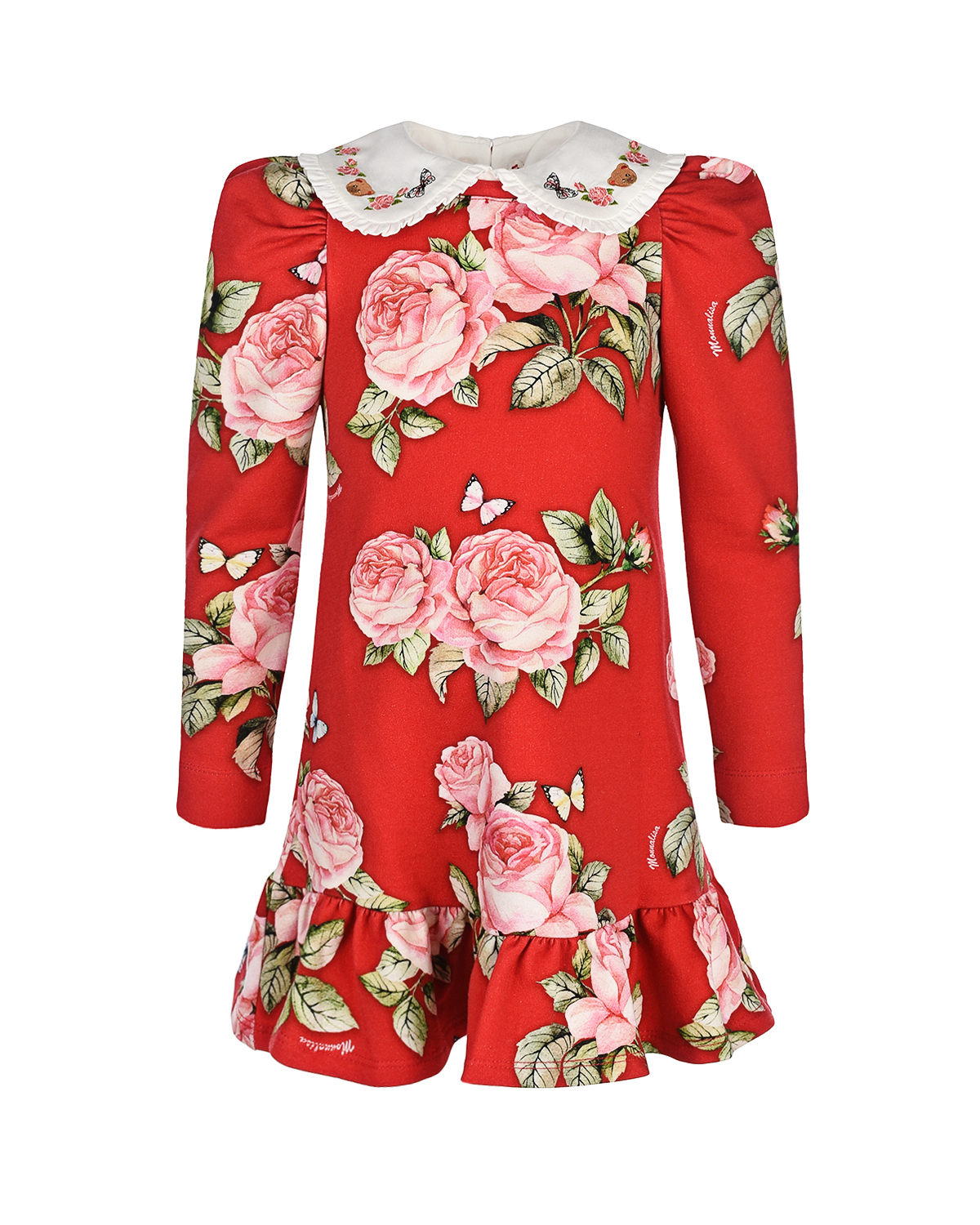 Платье с принтом "розы" Monnalisa детское, размер 110, цвет красный - фото 1