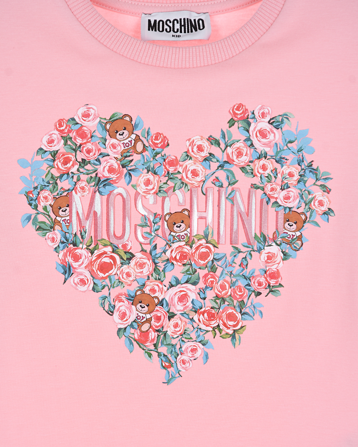 Розовая толстовка с принтом "цветочное сердце" Moschino детская, размер 104 - фото 3