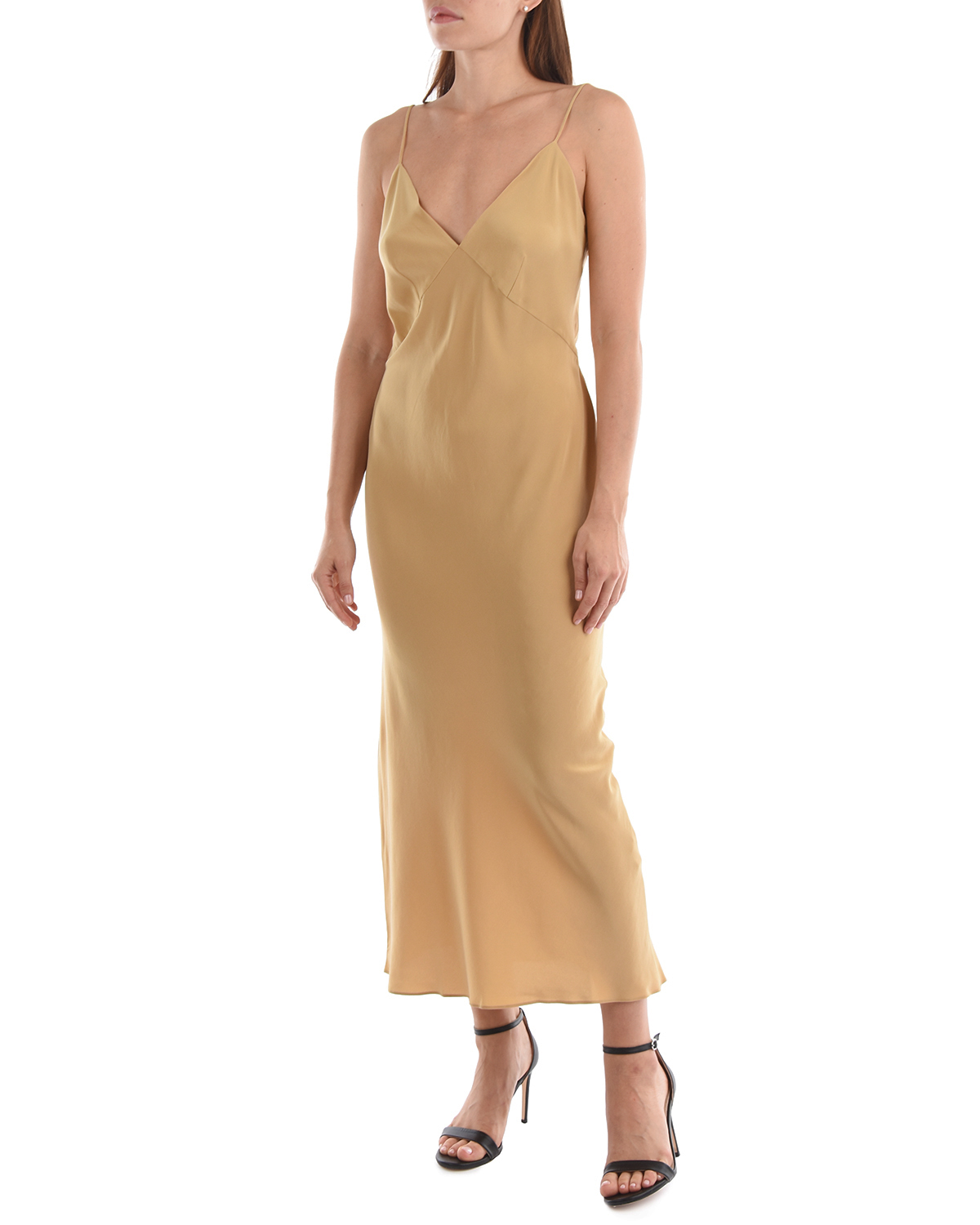 Шелковое платье-комбинация Olivia von Halle, размер 40, цвет золотой - фото 4