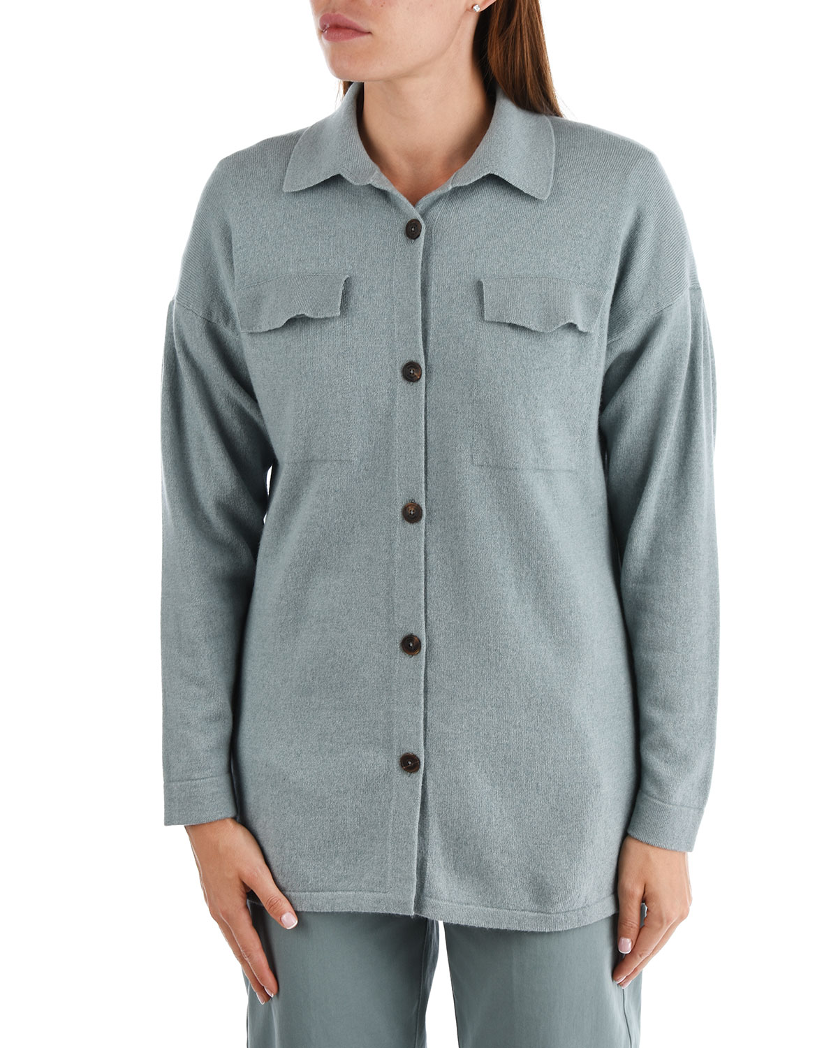 Удлиненная рубашка из шерсти и кашемира Panicale, размер 40, цвет нет цвета - фото 8