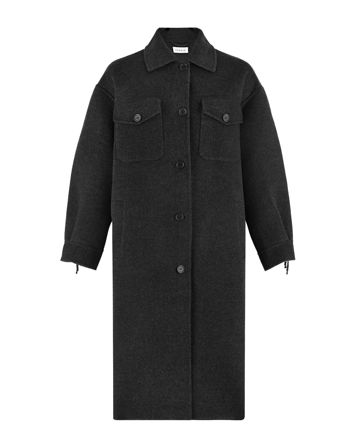Темно-серое пальто с бахромой Parosh, размер 44, цвет нет цвета - фото 1