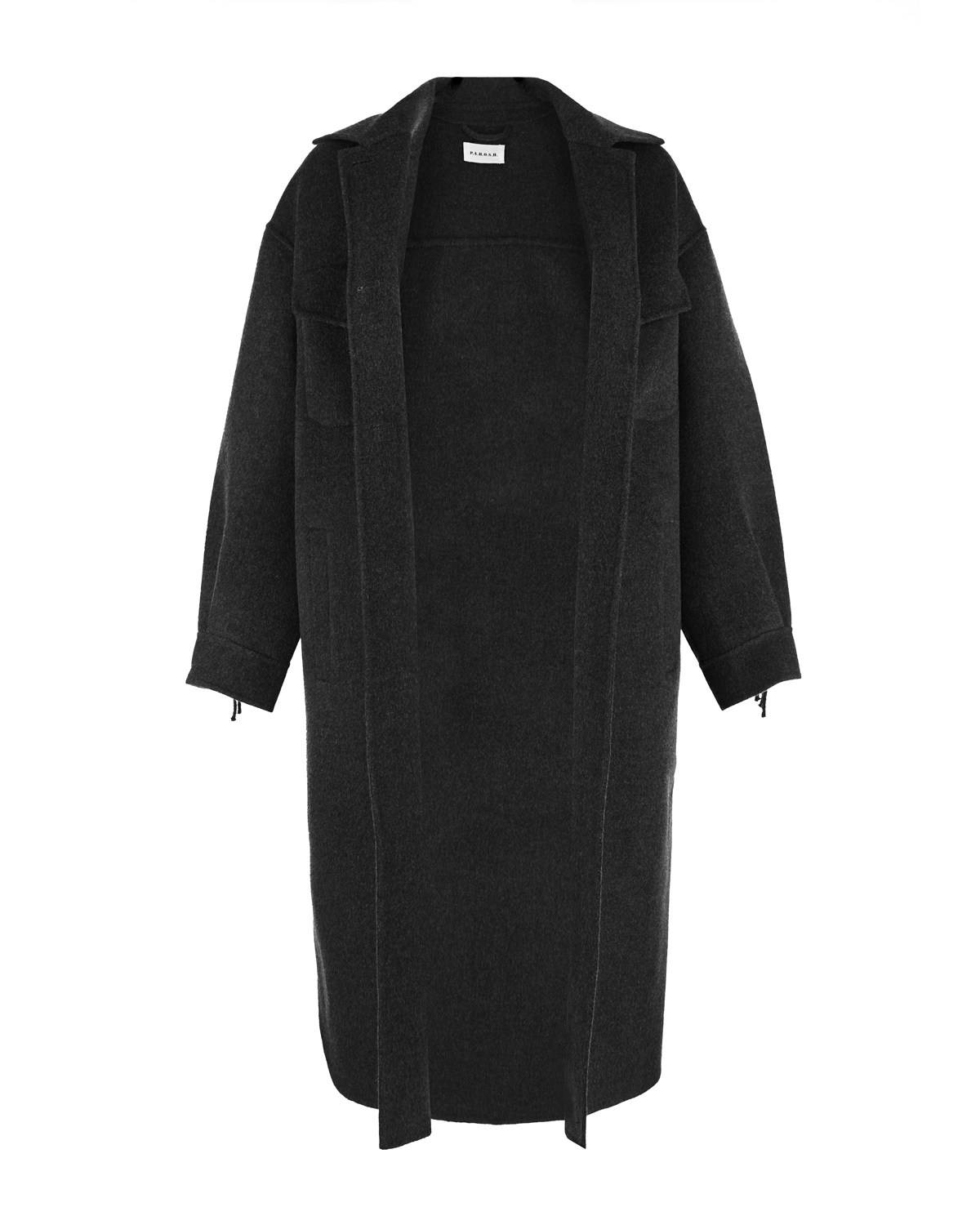 Темно-серое пальто с бахромой Parosh, размер 44, цвет нет цвета - фото 4