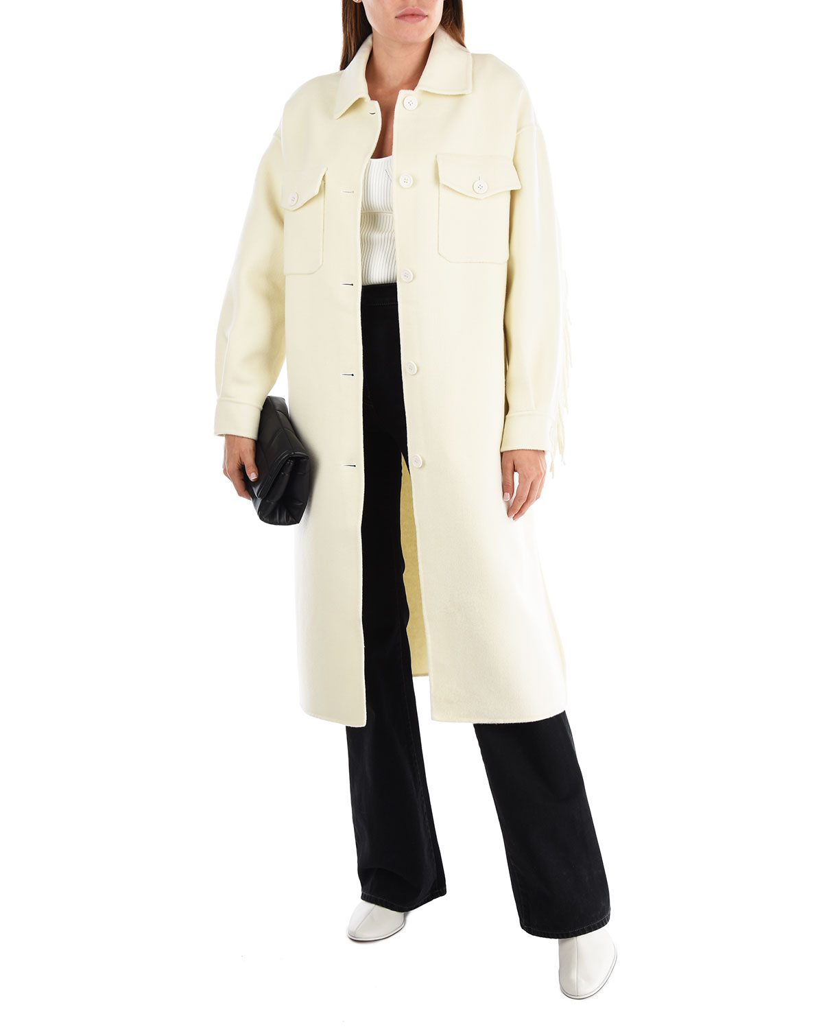 Пальто молочного цвета с бахромой Parosh, размер 40 - фото 2