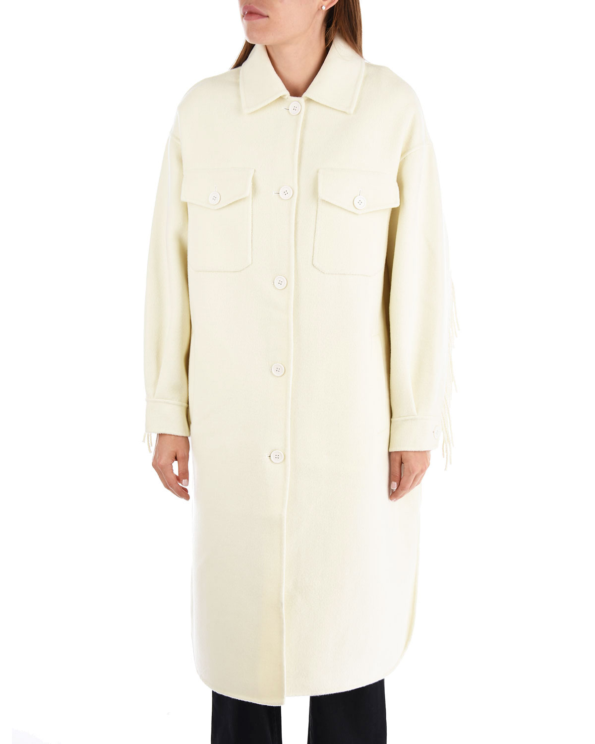 Пальто молочного цвета с бахромой Parosh, размер 40 - фото 8
