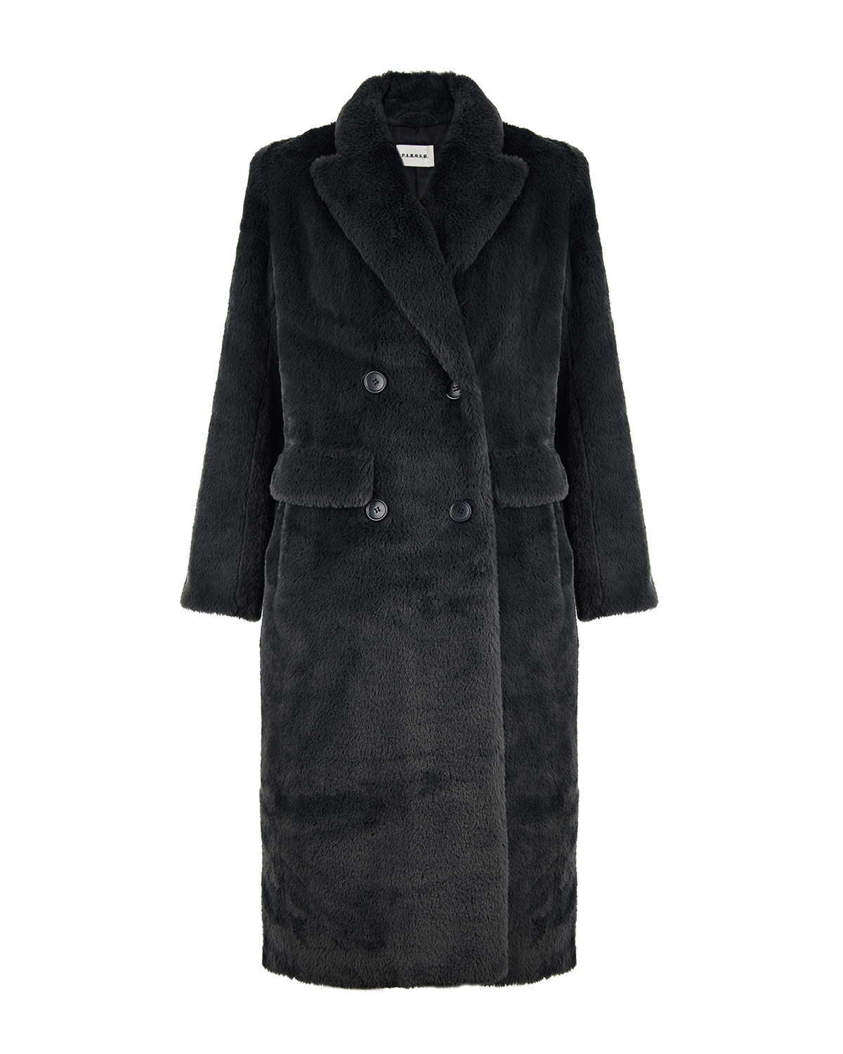 Серое пальто из эко-меха Parosh, размер 40, цвет серый - фото 1